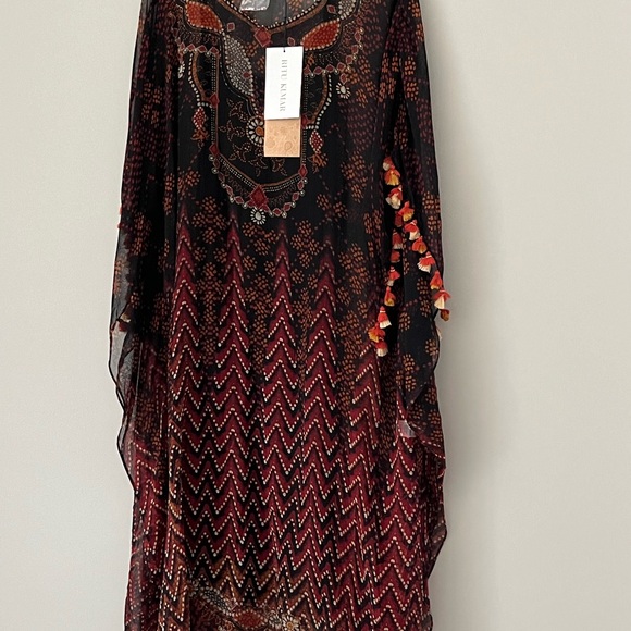 Ritu Kumar Designer Black Sheer Long Kaftan Tunic Dress - Picture 9 of 12